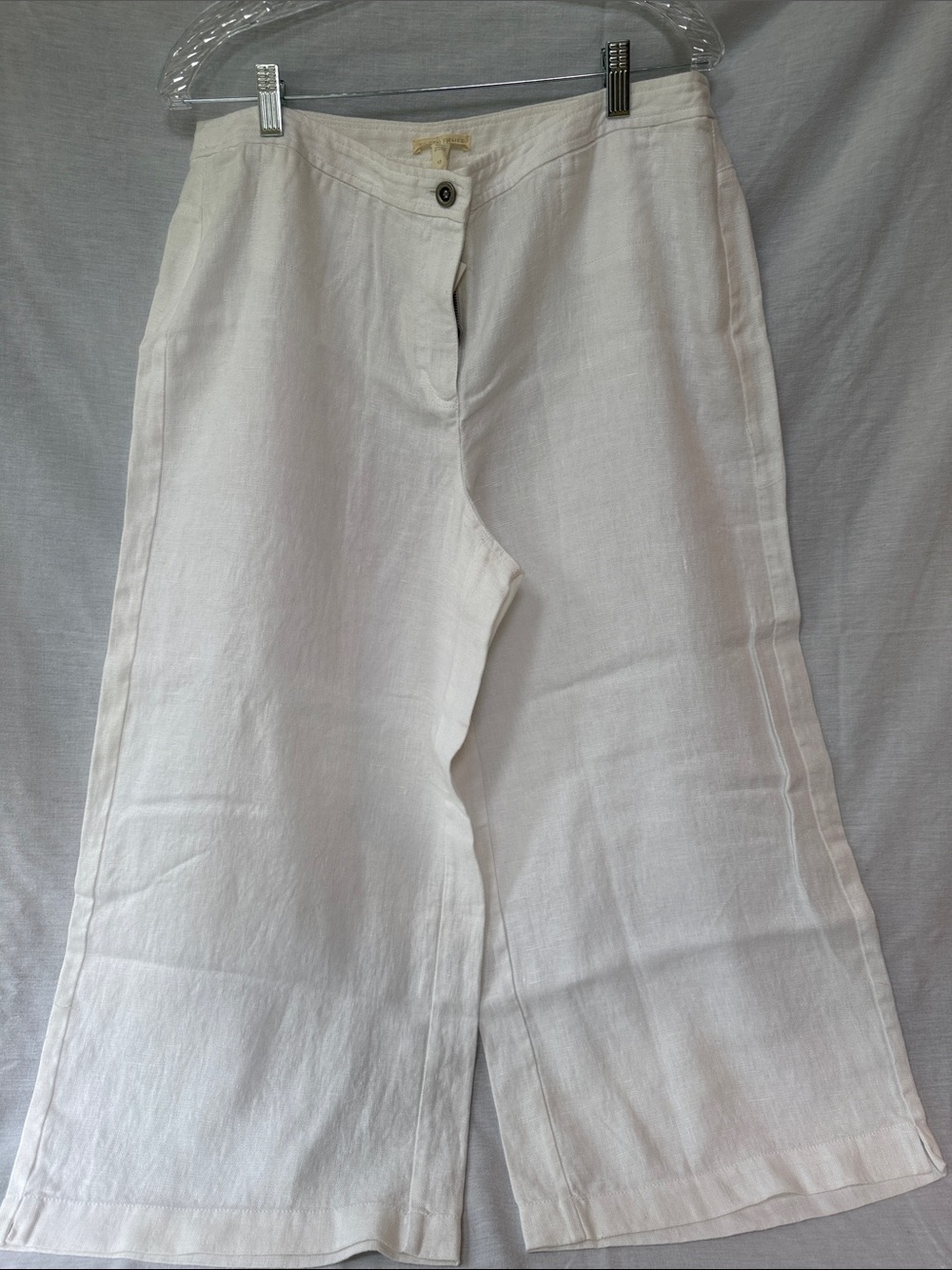 Eileen Fisher Cream Wide-Leg Linen Pants